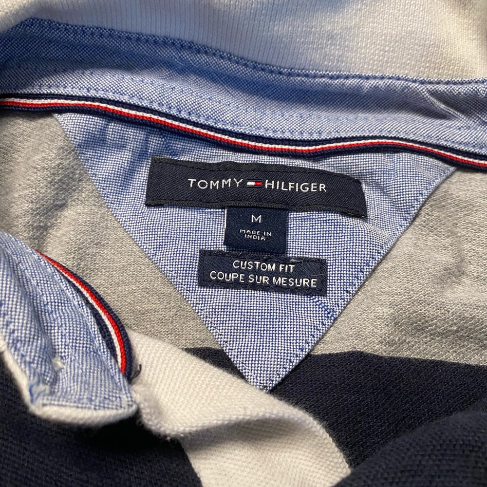 Tommy Hilfiger Men’s Striped Rugby Shirt Size M Custom Fit - Picture 7 of 8